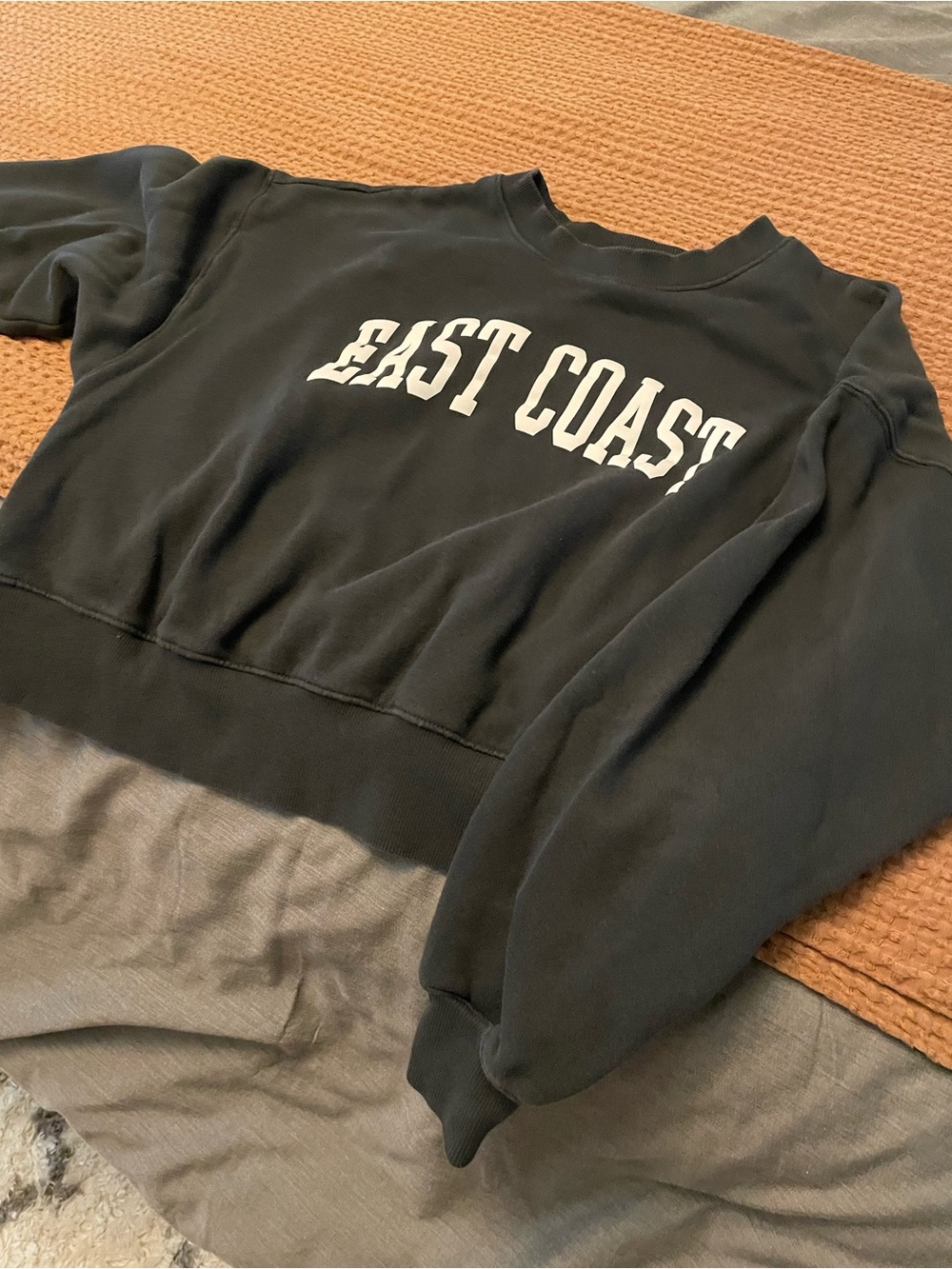 Old Navy Black Cropped Sweatshirt with White EAST COAST Lettering